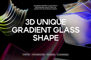 3D Unique Gradient Glass Shapes