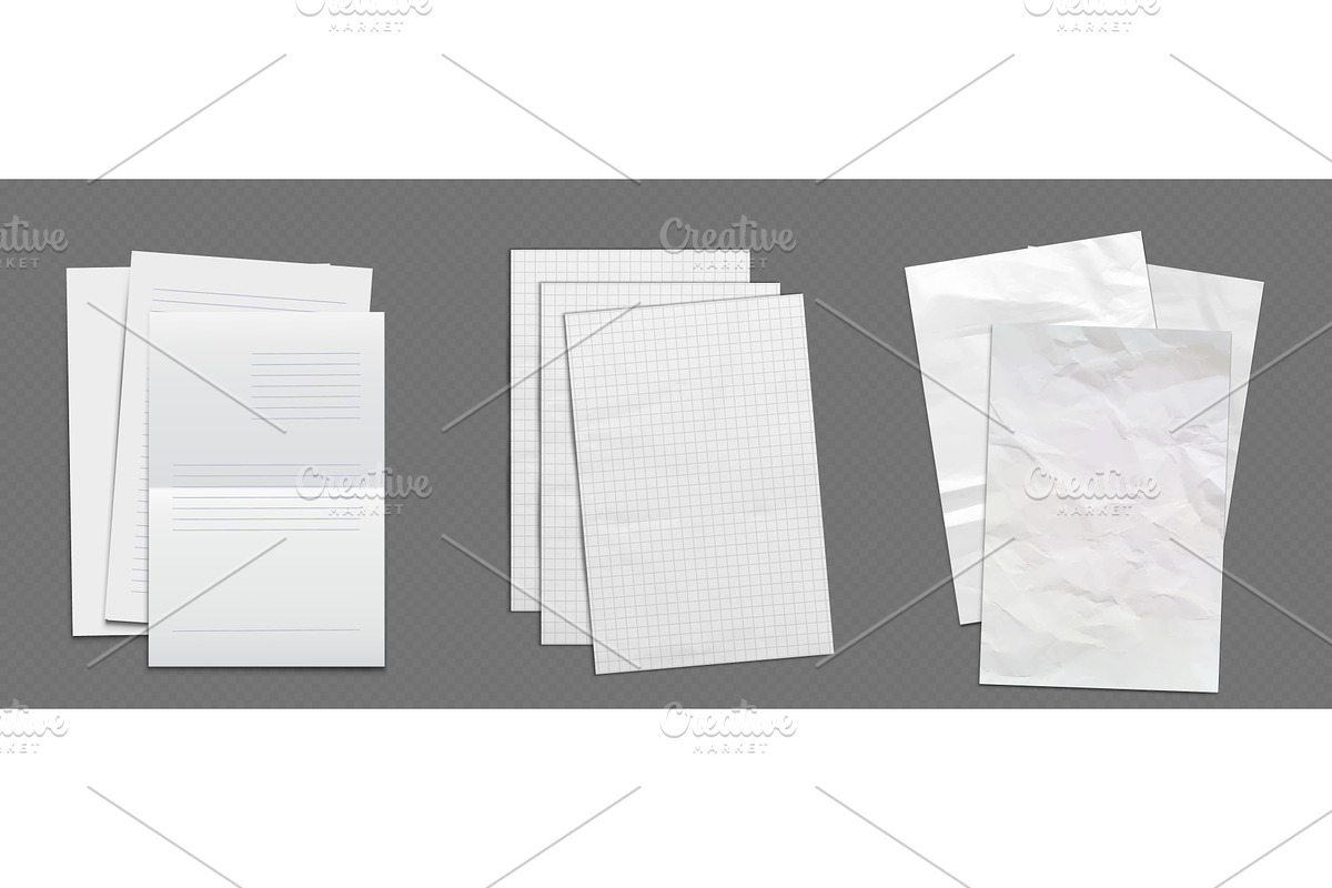 Different paper sheets set on grey, an Object Illustration by art PVP - market