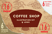 Coffee Shop Illustration Kit & Logo, an Illustration by Dawnside Graphic (Thumbnail 1 of 10)