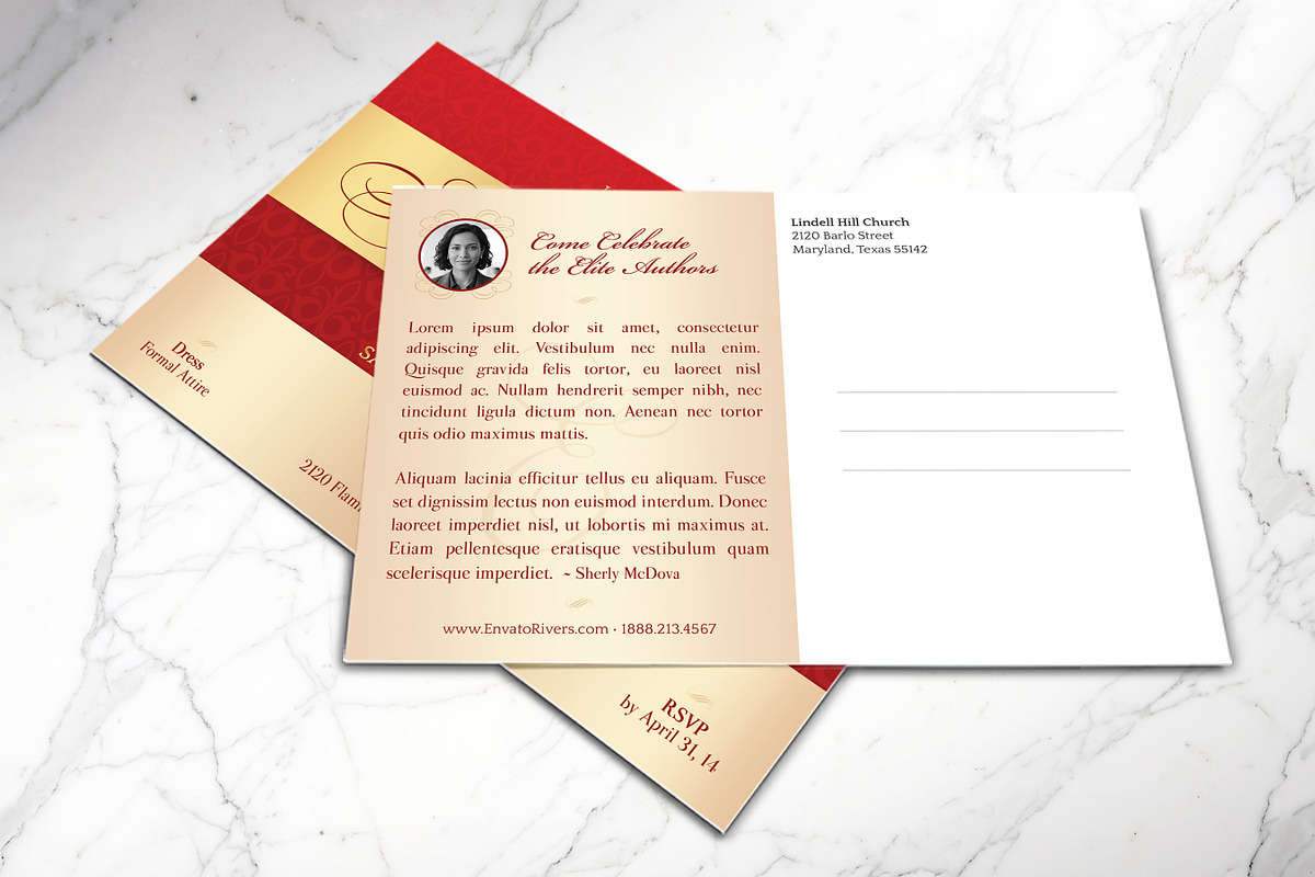 Red Anniversary Banquet Postcard PSD, a Card Template by Godserv Designs (Photo 9 of 11)