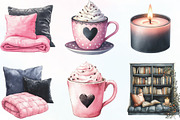 Watercolor Cozy Evening Clipart, an Illustration by CraftArtStudio (Thumbnail 2 of 6)