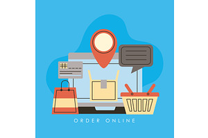 order online in laptop, an Object Illustration by studiogstock