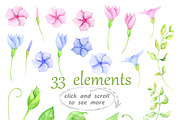 Watercolor clipart Periwinkle, an Illustration by AqwaColor (Thumbnail 2 of 2)