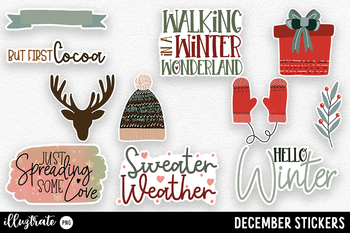 December Stickers for Cricut, an Illustration by illuztrate (Photo 3 of 9)