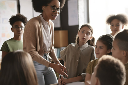 woman teaching to a students class, a School & Education Photo by Virgo Studio