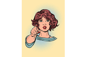 Pop Art Retro Woman points with, a Person Illustration by studiostoks