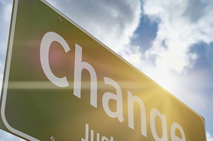 Change Just Ahead Green Road Sign