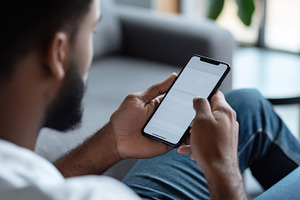 Man checks smartphone while relaxed, a Photo by Beautiful things
