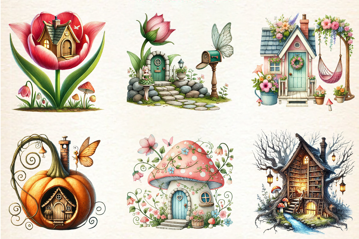 Spring Fairy House Clipart, a Seasonal Illustration by DreamArtGraphic (Photo 4 of 5)