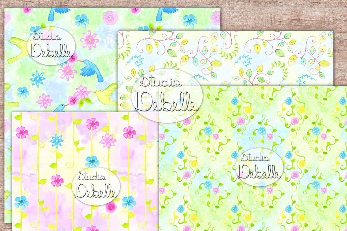 Lovely Flowers - Watercolor patterns, a Pattern Graphic by Studio Debelle (Photo 2 of 4)