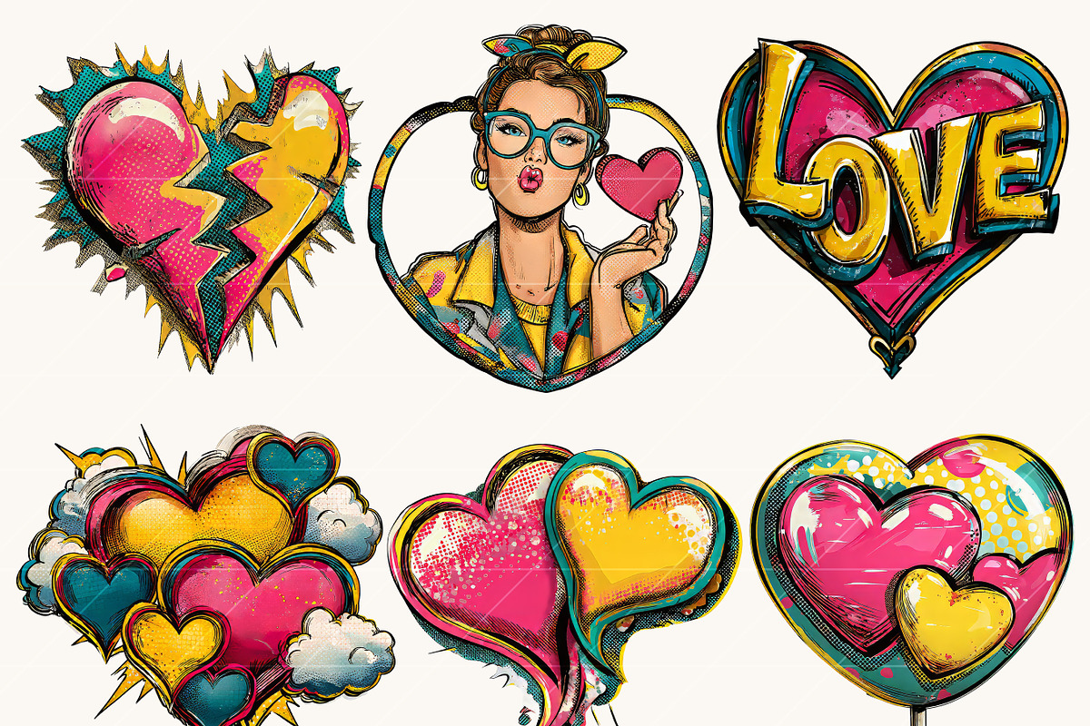 Pop Art Valentine Clipart Set, a Seasonal Illustration by Design Scotch (Photo 2 of 9)