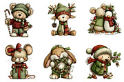 Whimsical Christmas Animals Clipart, an Illustration by CreationArt (Thumbnail 4 of 5)