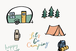 Camping Clip Art - Outdoors Doodles