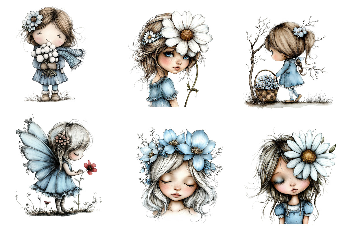 Flowers and Girls Clipart, an Illustration by CreationArt (Photo 5 of 6)
