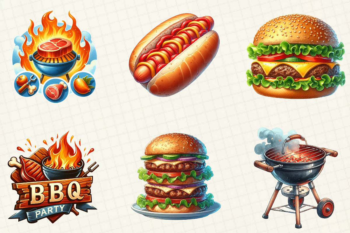 Summer BBQ Party Clipart, an Illustration by cherrydesign (Photo 3 of 6)