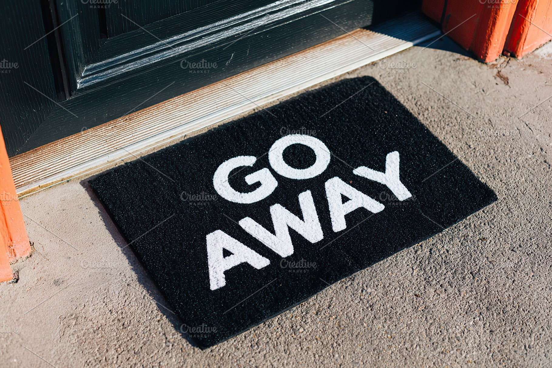 Welcome mat with a bold message placed at the entrance of a house, a Background Photo by AlyaAnd