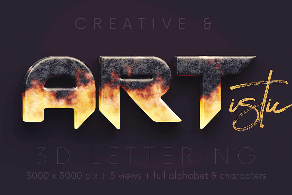 Metal & Fire - 3D Lettering, a Graphic by MIIM (Photo 4 of 8)