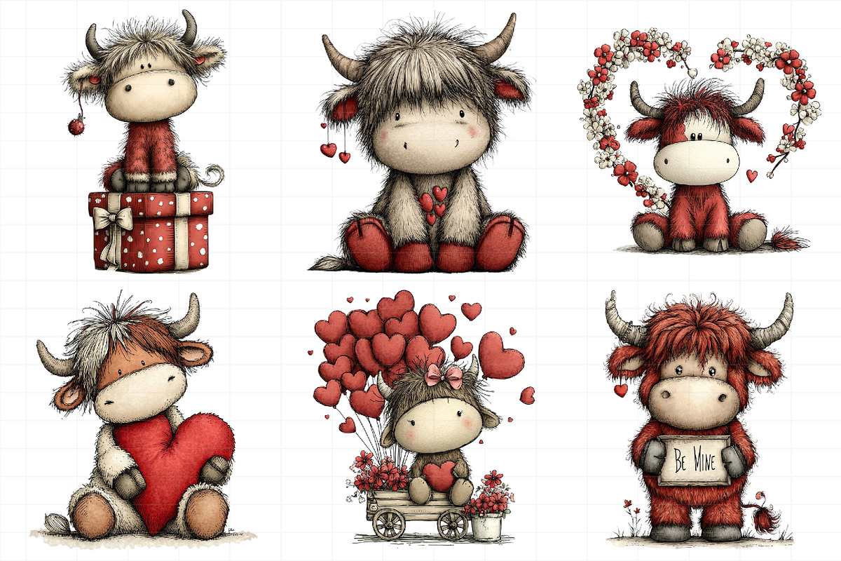 Valentine Highland Cow Png, an Illustration by Daily.Designs (Photo 5 of 8)