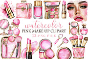 Watercolor Pink Make up Clipart, an Illustration by Libby Wishes (Thumbnail 1 of 5)