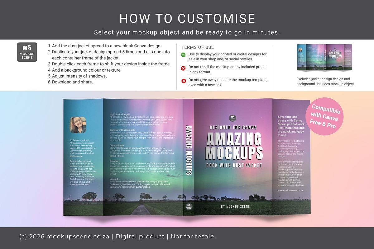 Book with Dust Jacket Canva Mockup, a Books & Magazine Mockup by Mockup Scene (Photo 8 of 13)