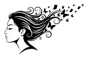 Woman Butterfly Hair Silhouette, an Object 3D Model by yasushie (Thumbnail 10 of 31)
