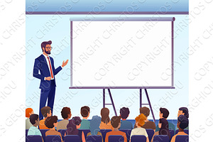 Business Man Talk Seminar Class Team, a Person Illustration by Christos Georghiou