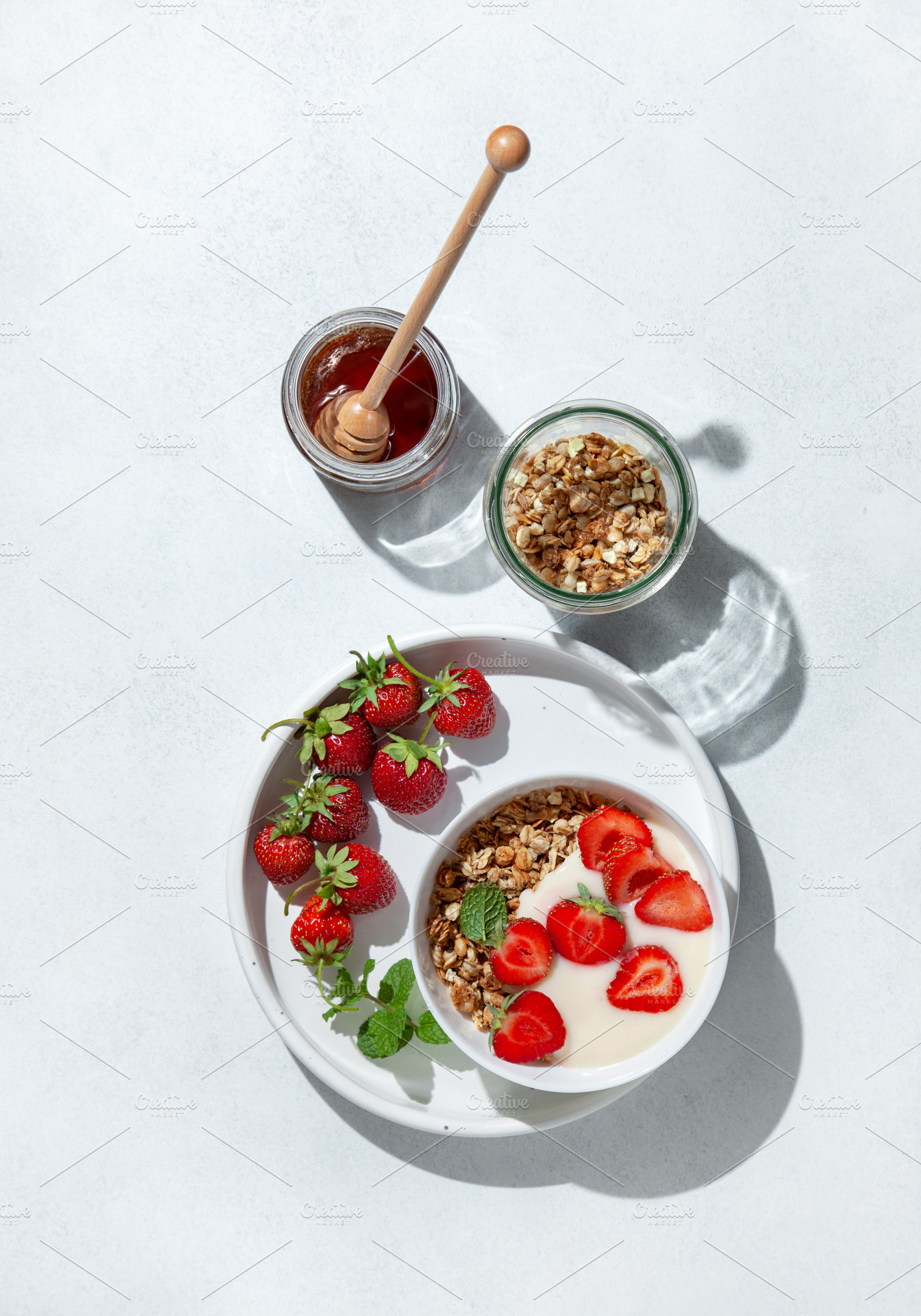 breakfast with granola and strawberr, a Food & Drink Photo by natashamam