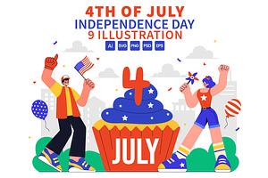 9 4th of July Independence Day, a Seasonal Illustration by denayunebgt