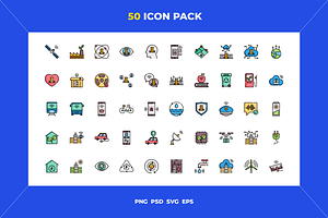 50 Smart city icons, an Outline Icon by Wencory