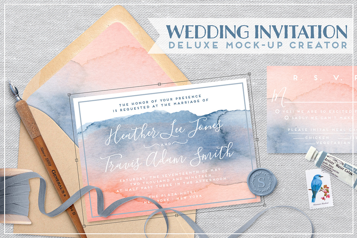 Wedding Invite mockup bundle scene, a Print Template by chattypress (Photo 1 of 5)