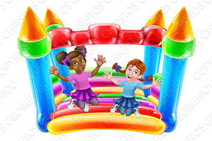 Bouncy House Castle Jumping Girls, a Person Illustration by Christos Georghiou