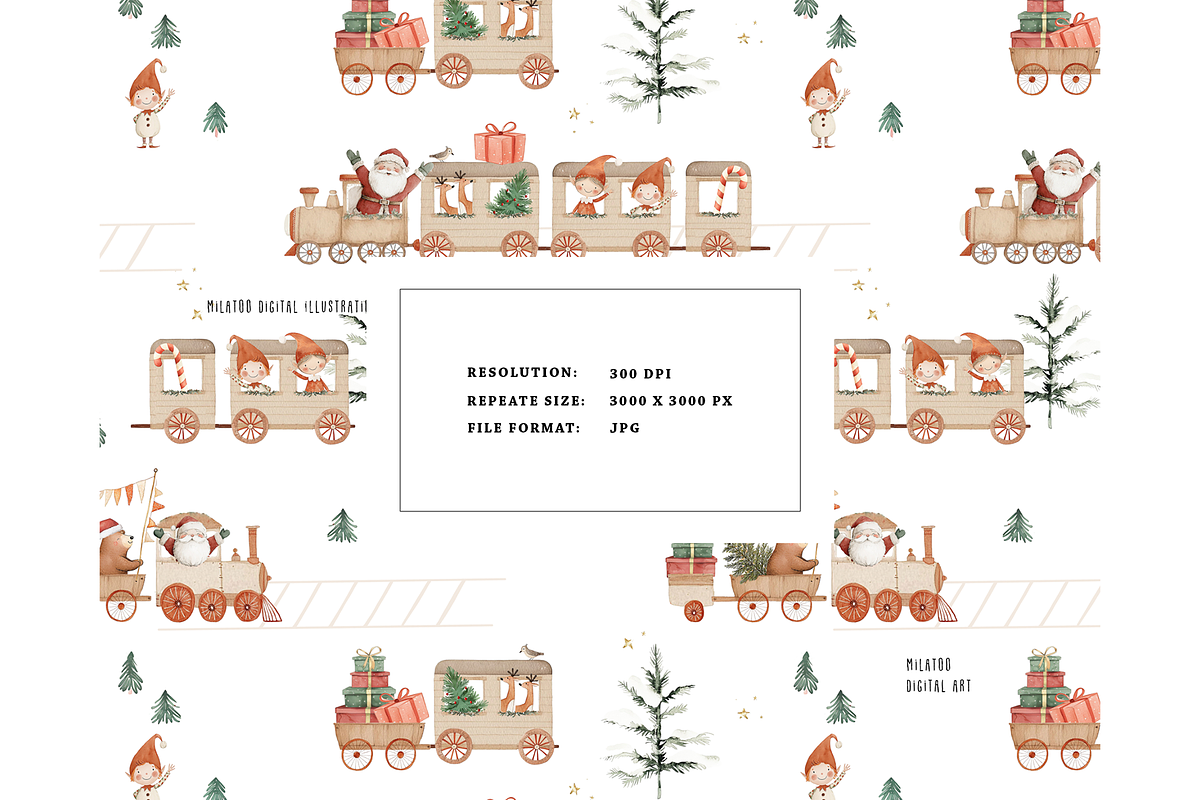 Polar train winter express pattern, a Pattern Graphic by Milatoo (Photo 3 of 3)