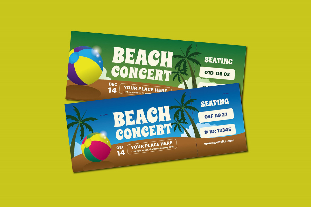 Beach Concert Ticket, a Templates & Theme by Patria Ari (P4tcreativa)
