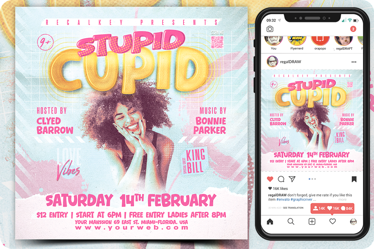 Valentines Party Flyer, a Flyer Template by regalDRAW (Photo 4 of 4)