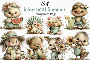 Whimsical Summer Clipart Png, an Illustration by Craft Nest