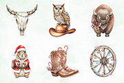 Watercolor Western Christmas Clipart, an Illustration by Creative Art (Thumbnail 4 of 10)