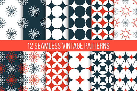 Vector seamless vintage patterns set