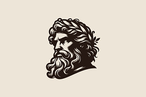 Zeus Face Logo Ancient God Greek, a Branding & Logo Template by Signatoro