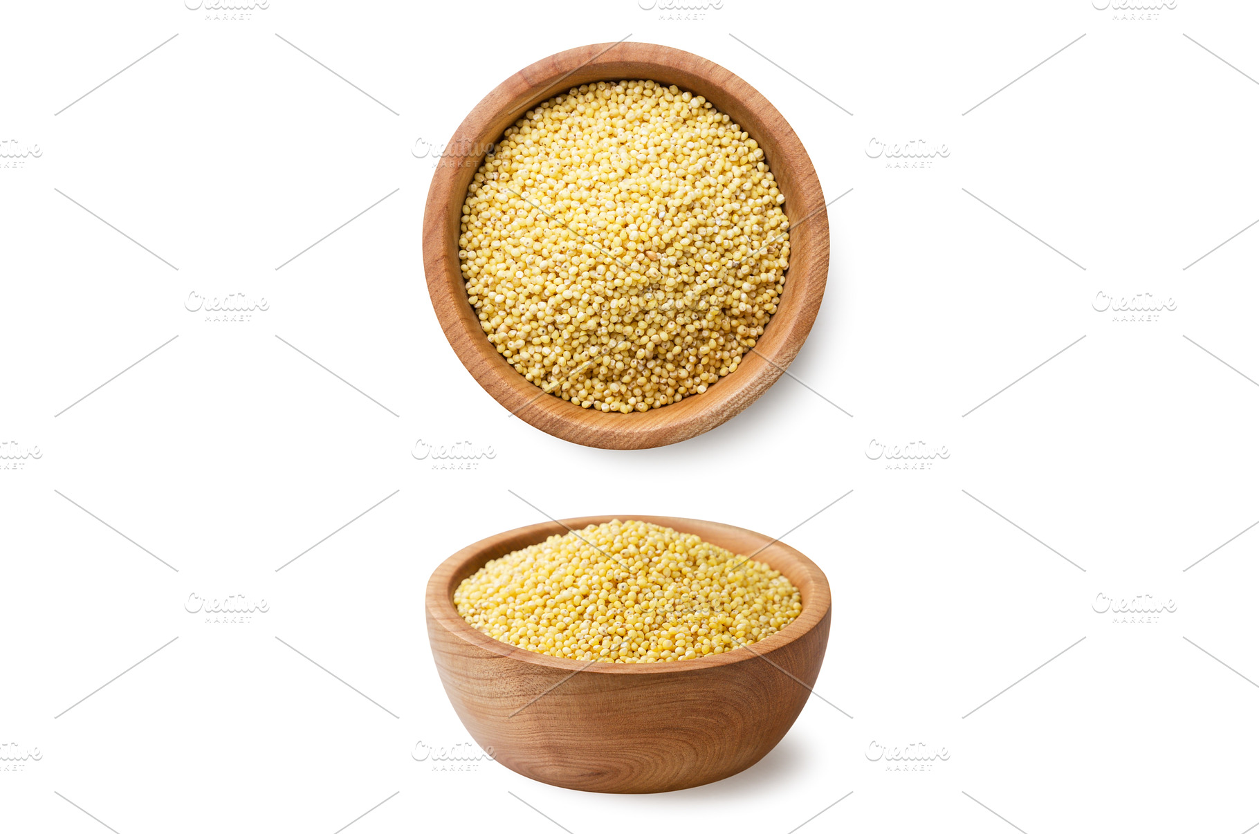 Full plate of millet seeds and a top, a Food & Drink Photo by innakreativ