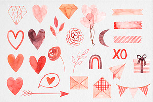 Watercolor Valentine Day Clipart