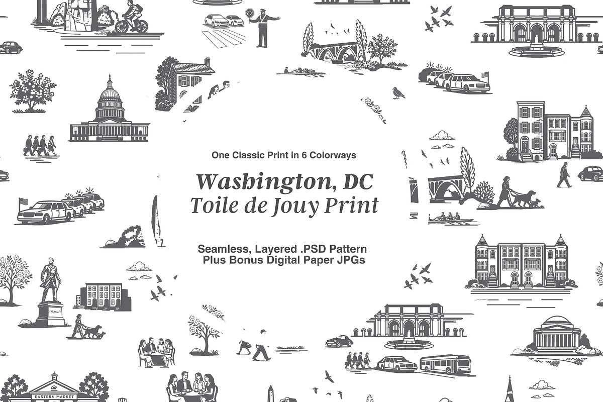 Washington DC Seamless Pattern Set, a Pattern Graphic by Hughes Studio (Photo 1 of 9)
