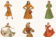1940s Vintage Ladies Clipart, a Person Illustration by BusyDaydesign (Thumbnail 2 of 9)