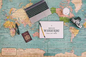 10 Flat Lay Travel Notebook Mockups