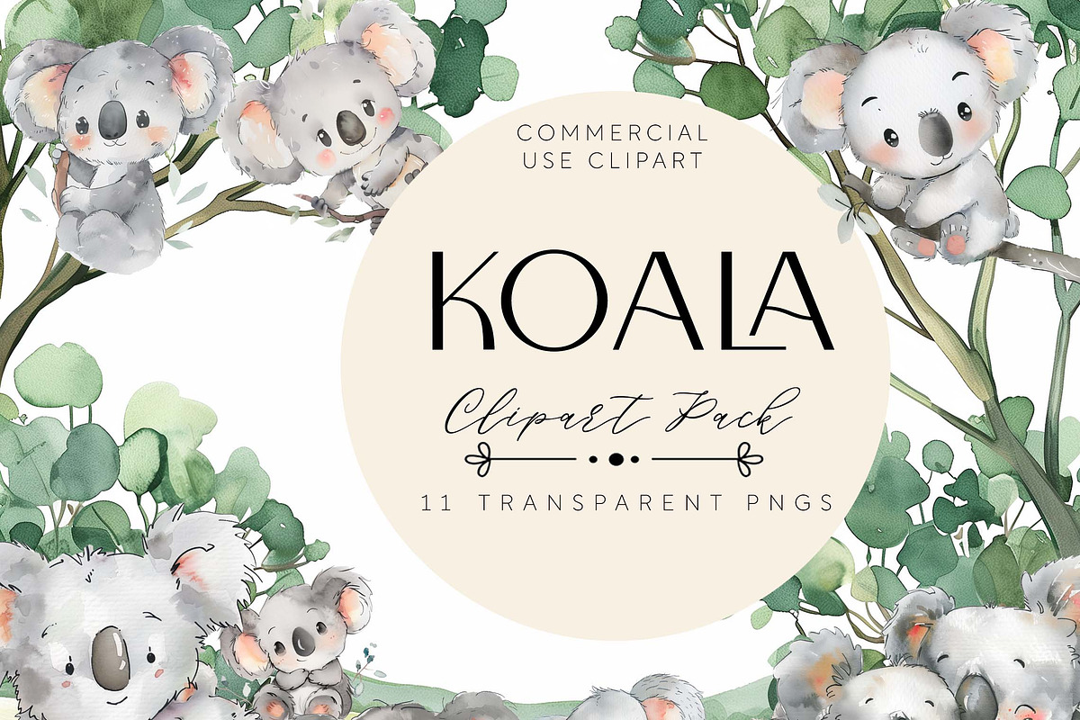 Australian Nursery Koala Clipart, an Animal Illustration by Pawcasso's Portraits (Photo 1 of 10)