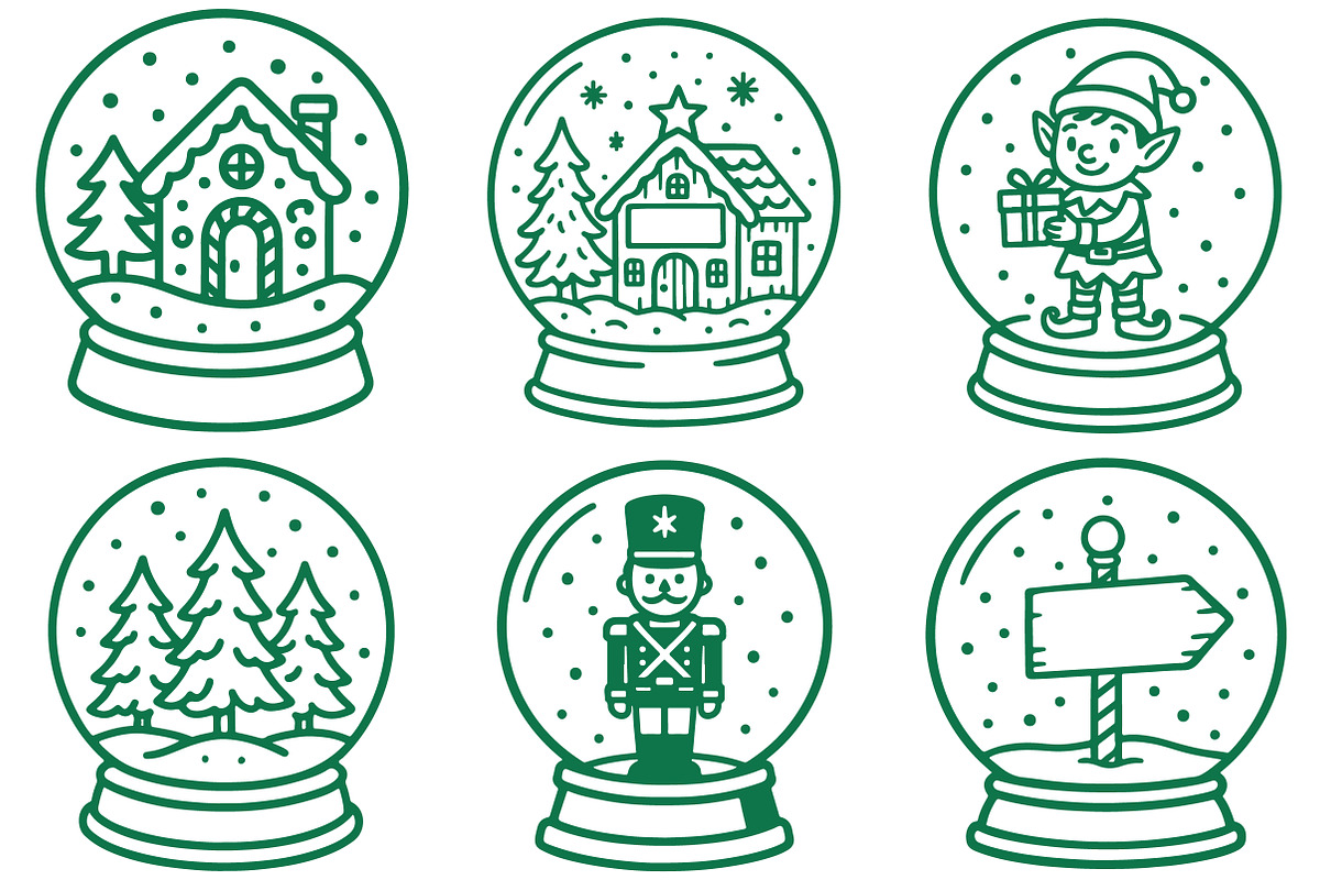 Christmas Snow Globes Hand Drawn Pac, an Illustration by Daily.Designs (Photo 6 of 7)