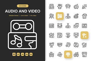 Audio and Video Icons, an Icon by Spacepixel Creative