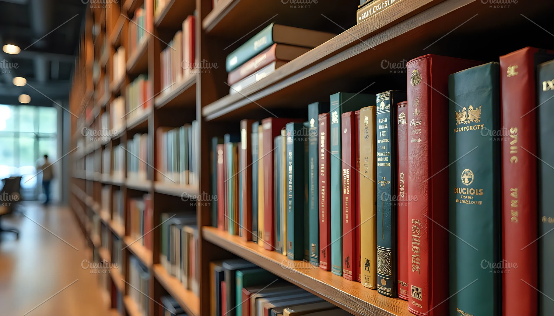 Modern Bookshelf Filled With Academi, a Photo by LOGOCREATIVE