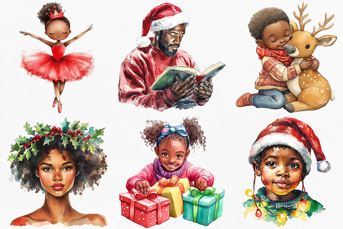 African American Christmas Clipart, an Illustration by Canvas Craft (Photo 2 of 7)