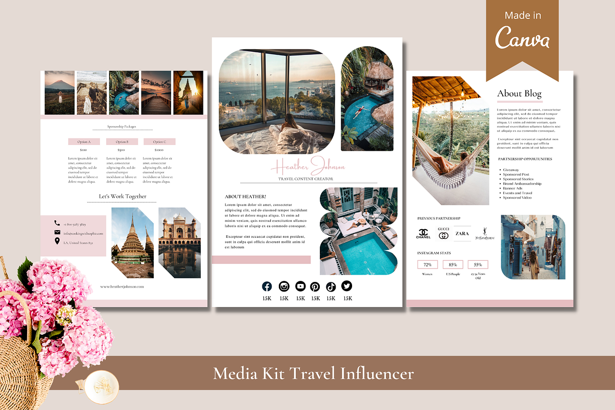 Travel Media Kit Canva Template, a Resume Template by Bonita Digital Design (Photo 1 of 5)