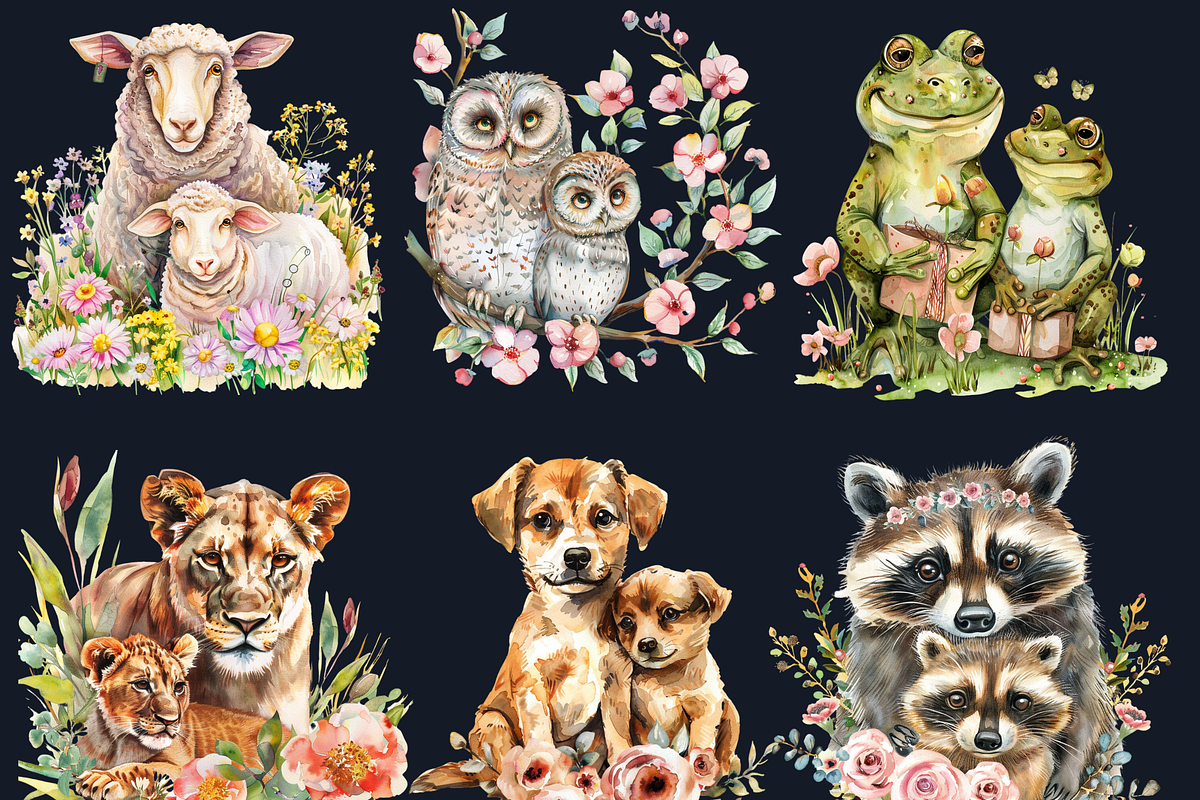 Mother's Day Animals Clipart, a Graphic by GiraffeCreative (Photo 7 of 9)